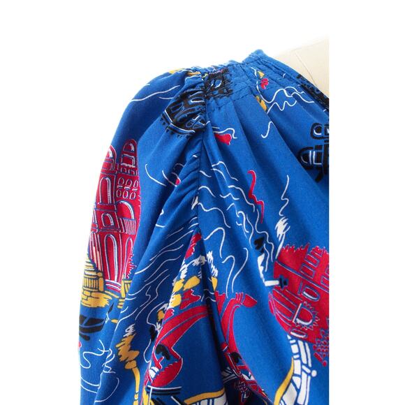 TRASHY DIVA Vintage Style Dress 1930s “Venice Nights” Italian Novelty Print Blue - Picture 6 of 10